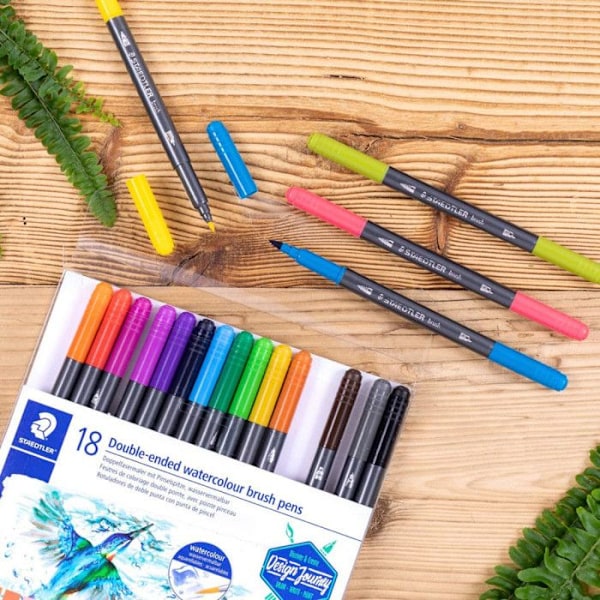 Dubbelspetsad tusch - STAEDTLER - Design Journey - Förpackning om 18 - Färg Svart - Opaque Svart