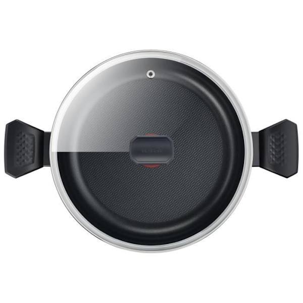 TEFAL Easy Cook & Clean holländsk ugn 24 cm + glaslock, icke-induktion, non-stick beläggning, tillverkad i Frankrike B5544602 kastanj