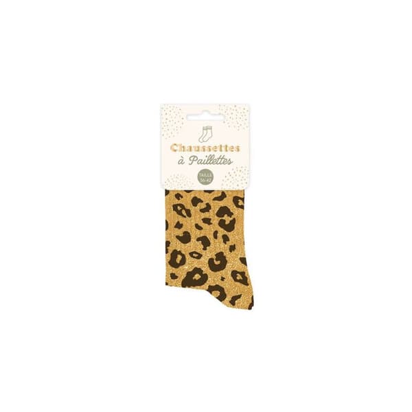 Kort strumpor med gula leopardpaljetter