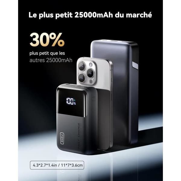 INIU Extern Batteri 25000mAh 100W USB‑C – Snabbladdare för Telefon & Laptop