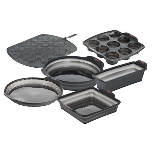 TEFAL J4170314 CRISPYBAKE Fyrkantig kakform 23x23 cm - 100 % indragbar silikon - Hög kvalitet - Motståndskraft - Grå Java Pepper