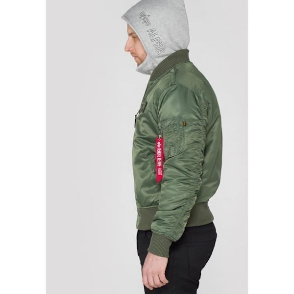 Jacka - Alpha Industries - MA-1 D-Tec - Kaki - Långa ärmar - Huva Grön khaki XL