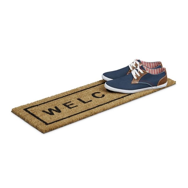 Paillasson - Relaxdays - 10016749 - Tryckt Välkommen - Kokosfiber - Rektangulär 75x25cm ljusbrun, mörkbrun
