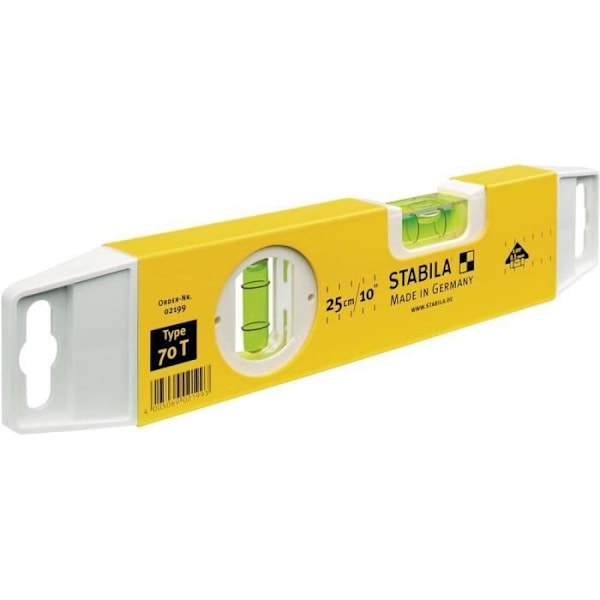 Vattenpass - Stabila - 2199 - 250 mm - Precision 0.5 mm/m - Aluminium