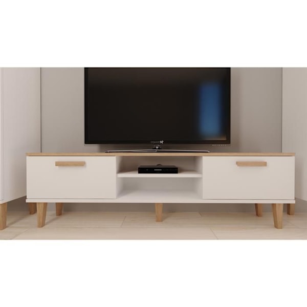 Kocot Kids TV-bänk Denver 160 vit - hickory - 5903282060593 Vit