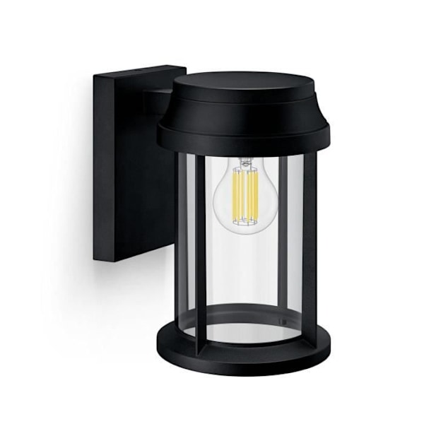 Utomhusvägglampa - PHILIPS - BELLINI - E27 - IP44 - Aluminium, Glas - Svart Svart