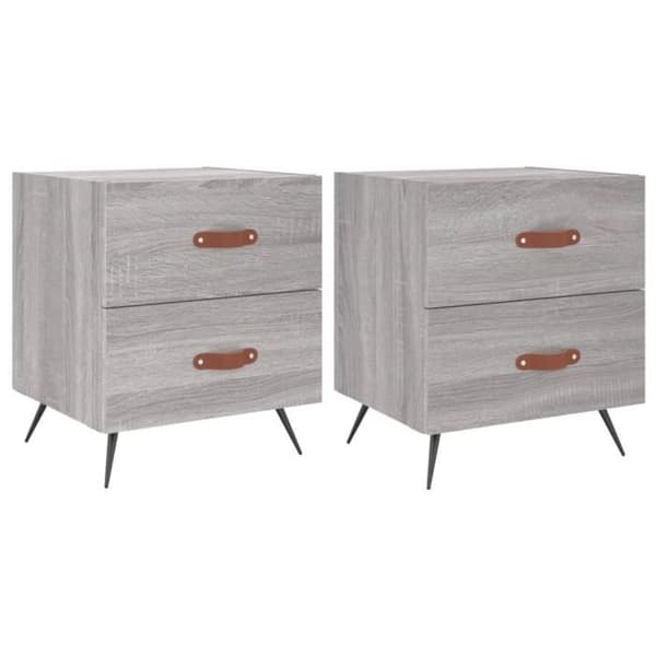 vidaXL Sängbord 2 st Sonoma Grå 40x35x47,5 cm 827257 Grå