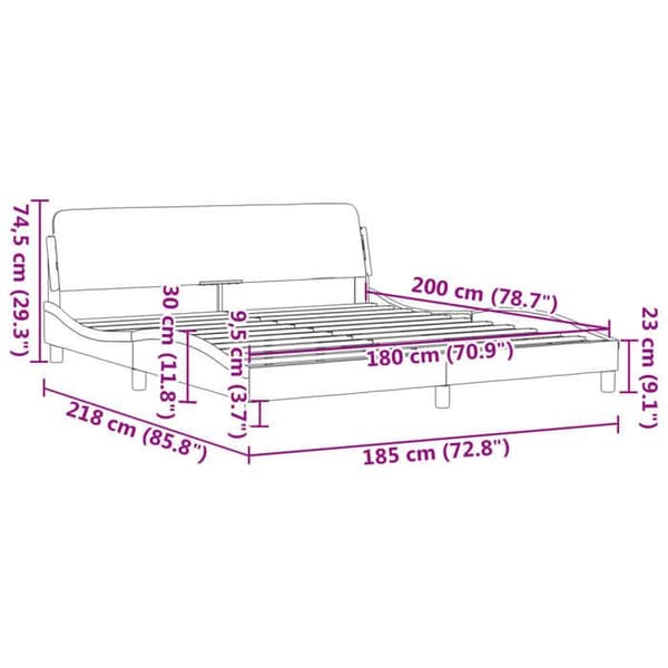 vidaXL Dover sängram grå 180x200 cm konstläder 373241