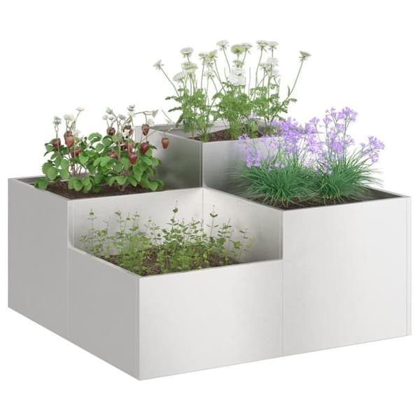 Planteringslåda - Rostfritt stål - 100x100x48 cm - Silverfärgad - Modern design Silver