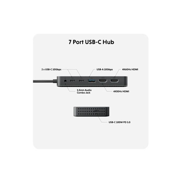 Adaptör och omvandlare Hyper HUB USB C 7 I 1 DUBBEL HDMI 4K HD70002GL