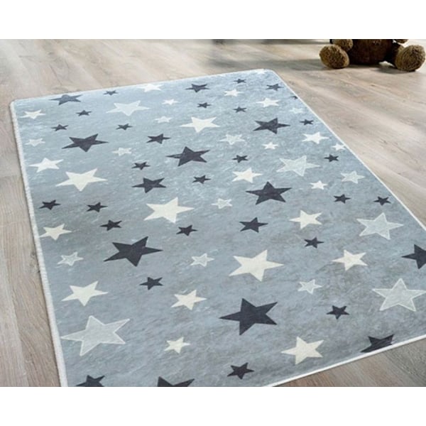 Barnmattor - Ej specificerat - Stjärna - Grå - 100x150 cm - Halkskydd - Maskintvättbar Grå