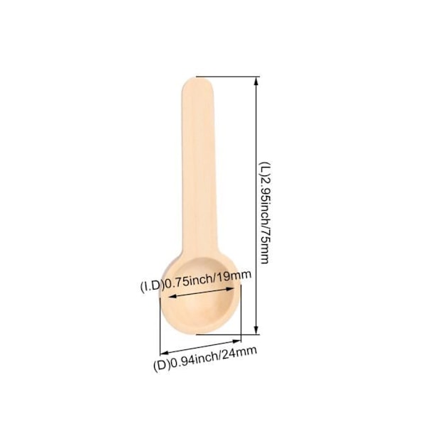 Träskedar - BQLZR - 50 stycken - Träfärg - Mått 7.5x2.4x1.3 cm - Ekologisk trä färg