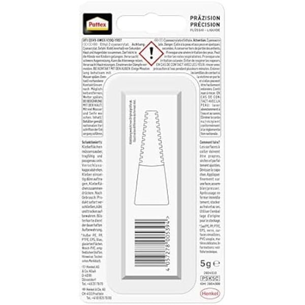 Instantlim - PATTEX - Precision - Extra stark - Vattentålig - 5 g Transparent
