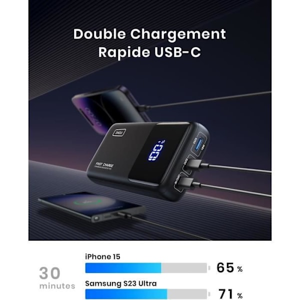 Extern Batteri - INIU - 25000mAh - 100W - Snabb Laddning - USB-C