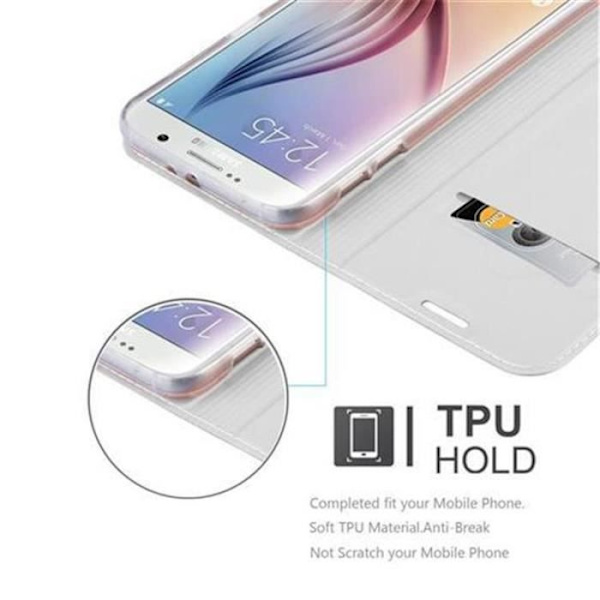 Samsung Galaxy S6 Fodral i CLASSY SILVER från Cadorabo (MATTE METALLIC Design) Fullt skyddsfodral med Flip Cover och