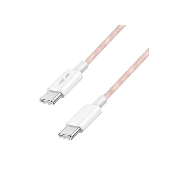 USB-C-kabel - Logilink - Nylon - 60W - Rosa - 1m