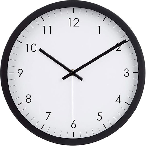 Grunder - 1013743-040-A60 - Amazon, rund väggklocka, 30,5 cm, lättläst, tyst, batteridriven, svart