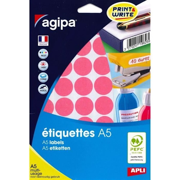 Etui A5 - Apli-Agipa - 400 clister - Runda - 24 mm - Rosa