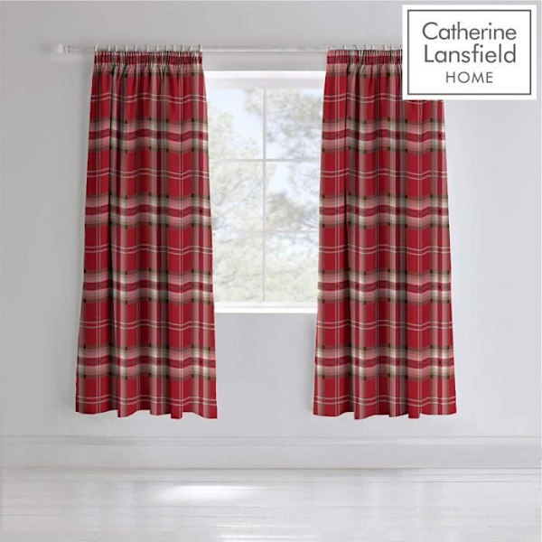 Catherine Lansfield Kelso _Coton Riche Crayon Plisségardiner Röda (66x72 tum) - BDB3-3905-WCTB72-Röd
