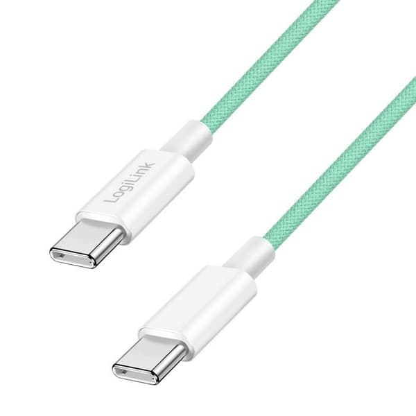 USB-C-kabel - Logilink - CU0348 - Nylon - 60W - Grön - 1,5m