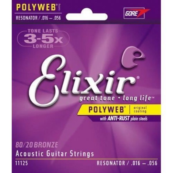 Elixir Akustisk Gitarr Strings Set 80/20 Bronze Polyweb Coating Resonator 0,010-0,056