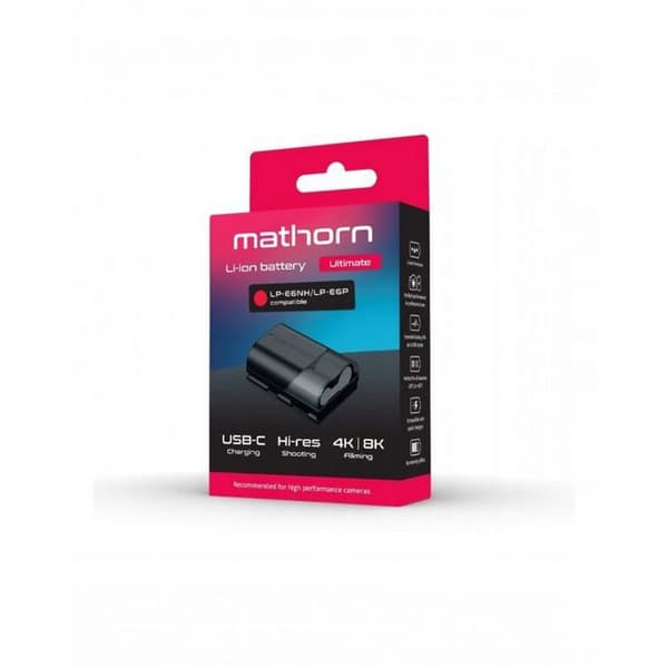 Mathorn USB-C ersättningsbatteri MB-204 Ultimate 2600 mAh för LP-E6NH/E6P