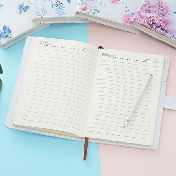 Creative PU Leather Password Notepad, Secret Lined Password Diary Sketchbook Organizer, Fjärilsmönster, 150x215 mm