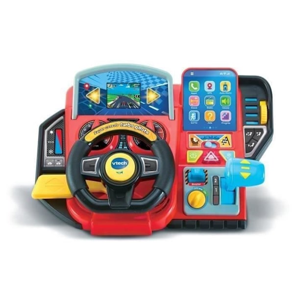 Körsimulator för barn - VTECH Super Console Turbo Pilote - Färgskärm och 20 spel ingår Flerfärgad