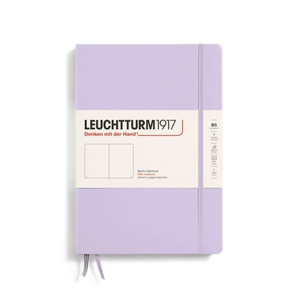 Leuchtturm1917 - 368149 - Kompositionsblock (B5), Hård omslag, 219 numrerade sidor, Lila, vit