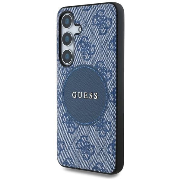 Coque Guess 4G Circle Classic Logo MagSafe för Samsung Galaxy S25 Plus - Blå Blå