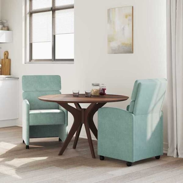 Vidaxl Matstolar med Hjul 2 st Mörkgrön Sammet