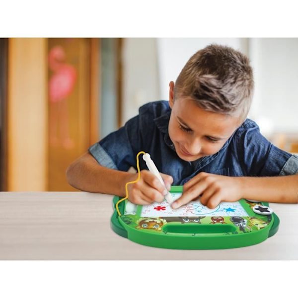 Magic slate Animals A5-format med magnetiska tillbehör för färgteckning - LEXIBOOK Grön