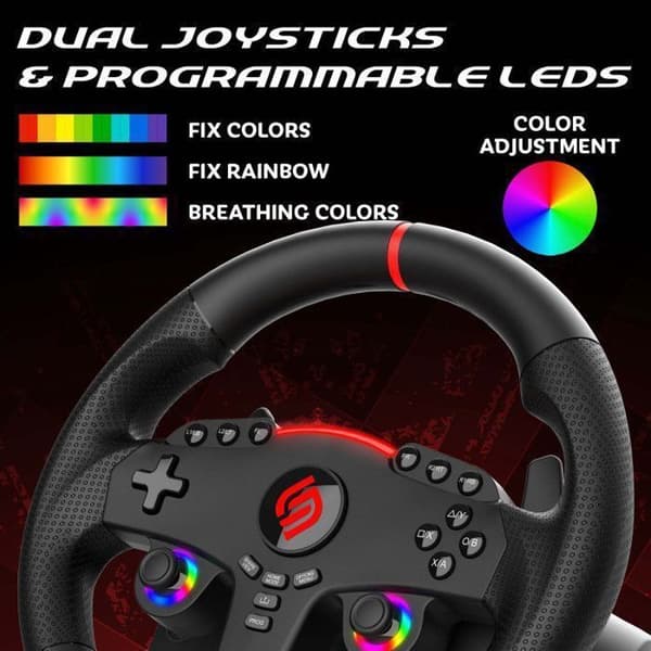 Volant gaming - SUBSONIC - Dubbel joystick LED - PS4 PC Switch Switch 2 Xbox One Xbox Series Programmerbara RGB-lysdioder