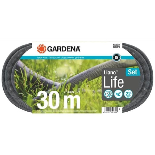 Liano™Life 30m slangsats - GARDENA - Tryckmotstånd: 22 bar - Längd: 30 m int. Ø. 13 mm