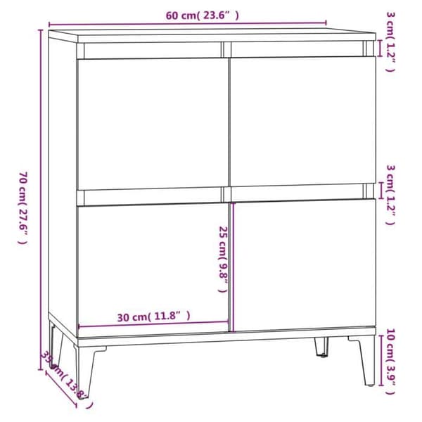 vidaXL Buffé Ek sonoma 60x35x70 cm Ingenjörsträ 821167