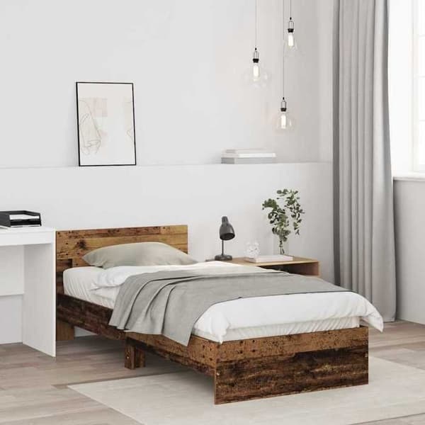 vidaXL Sängram Antik trä 75 x 190 cm Ingenjörsträ 871660