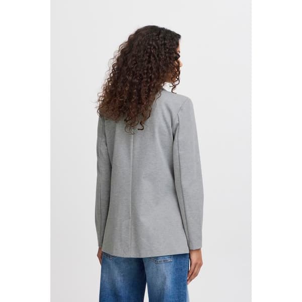 Lång blazer dam ICHI Kate BL4 — grå, elegant och tidlös passform gråmelerad jag