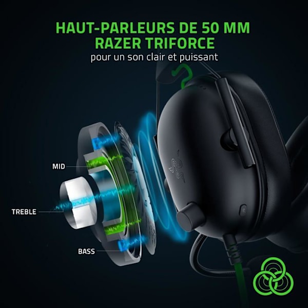 Spelheadset - RAZER - BLACKSHARK V2 X USB - Svart - Brusreducerande mikrofon - 50 mm Triforce Svart