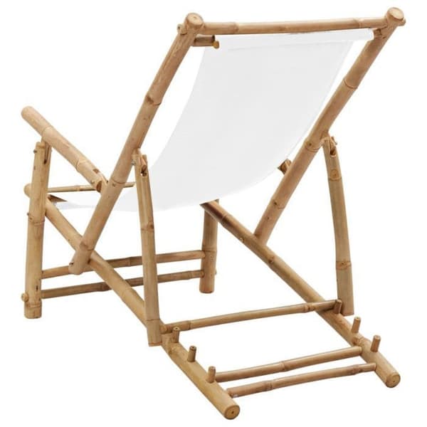 vidaXL terrassstol bambu och canvas krämvit 318594 Vit grädde