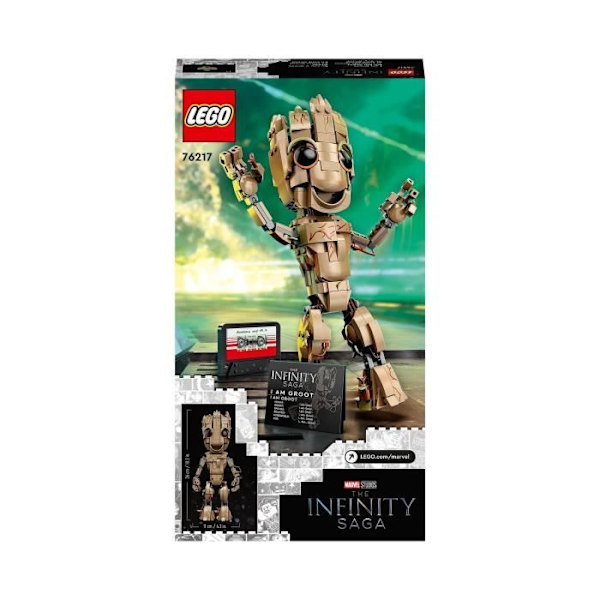 LEGO 76217 Marvel My Name is Groot, Marvel Toy och Baby Groot Minifigure, Guardians of the Galaxy 2 Movie, Kids Ages 10+ Flerfärgad
