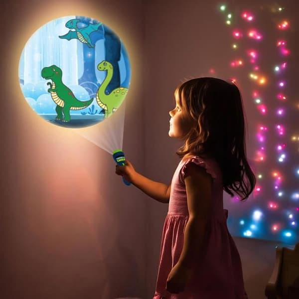 Berättelseprojektor och dinosaurieficklampa GRÖN