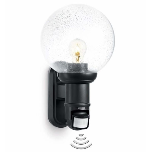Vägglampa utomhus - Steinel - L 560 - Svart - Glas - 60W - Rörelsedetektor Svart vit