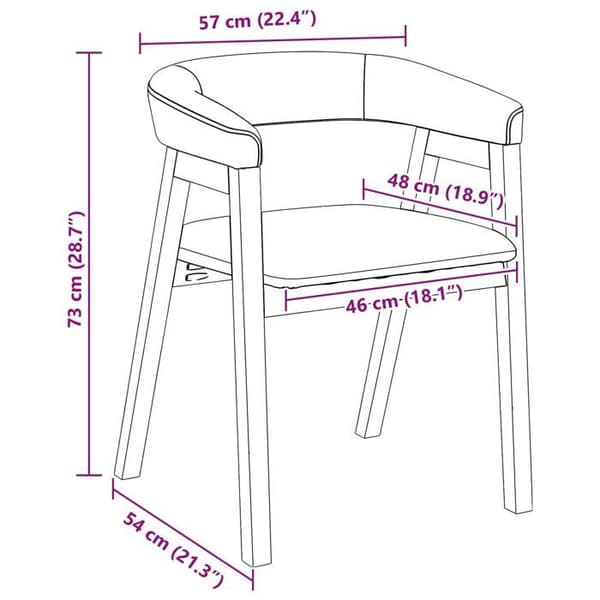 Moderna matstolar - vidaXL - Vit - Massivt gummiträ - 54x57x73 cm - Vadderade armstöd