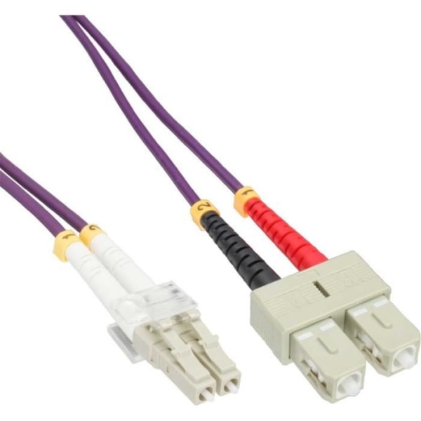 Duplex InLine® fiberoptisk kabel, LC/SC, 50/125µm, OM4, 15m