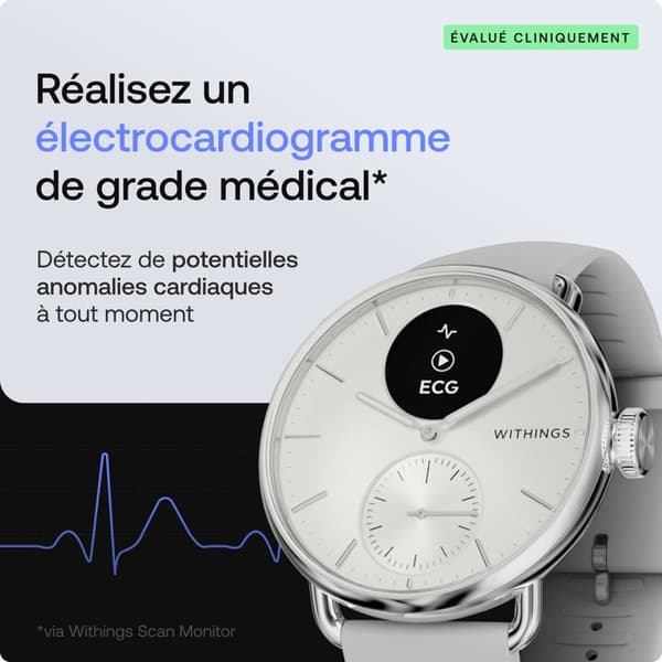 WITHINGS ScanWatch 2 - Förbindelseklocka hälsa ECG SpO2 temperatur 38mm Vit Vit