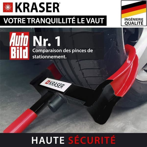 Antivol Bil KRASER KR820 Hjulblock Hög Säkerhet Universell