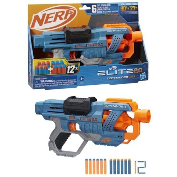 NERF Elite 2.0 Commander RC-6 - Dart Blaster - 6 pilar ingår Blå