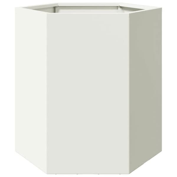 vidaXL Hexagonblomlåda vit 46x40x45 cm stål 851110