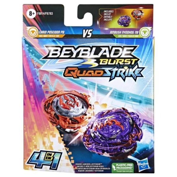 Beyblade Burst QuadStrike Dual Pack Ambush Nyddhog och Chain Poseidon