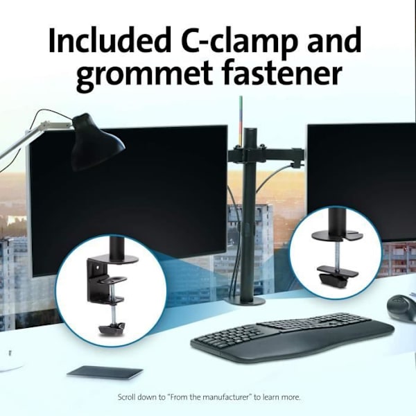 Stöd för Skärm - Kensington - Utsträckbar Arm för 2 Skärmar - SmartFit Justering - Ergonomisk - Vit